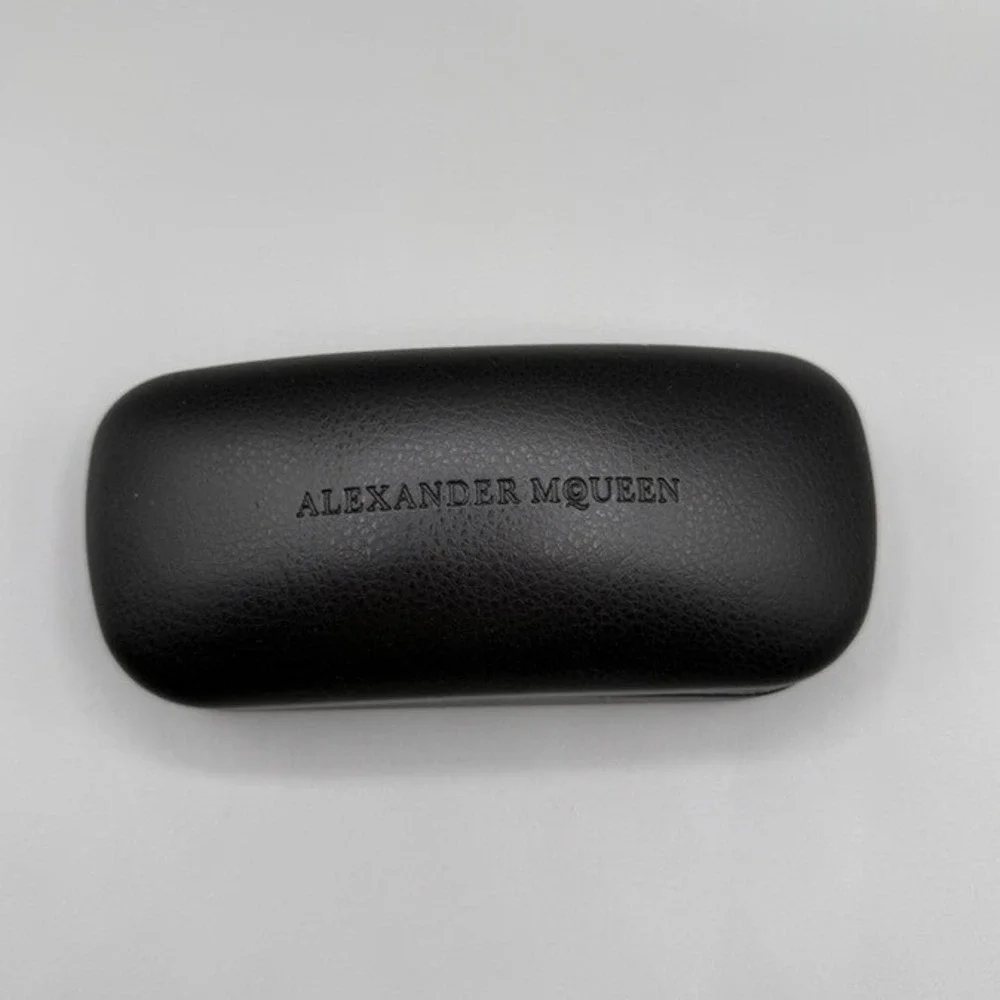 Alexander McQueen Black Textured Leather Sunglasses Eyeglasses‎ Hard Case